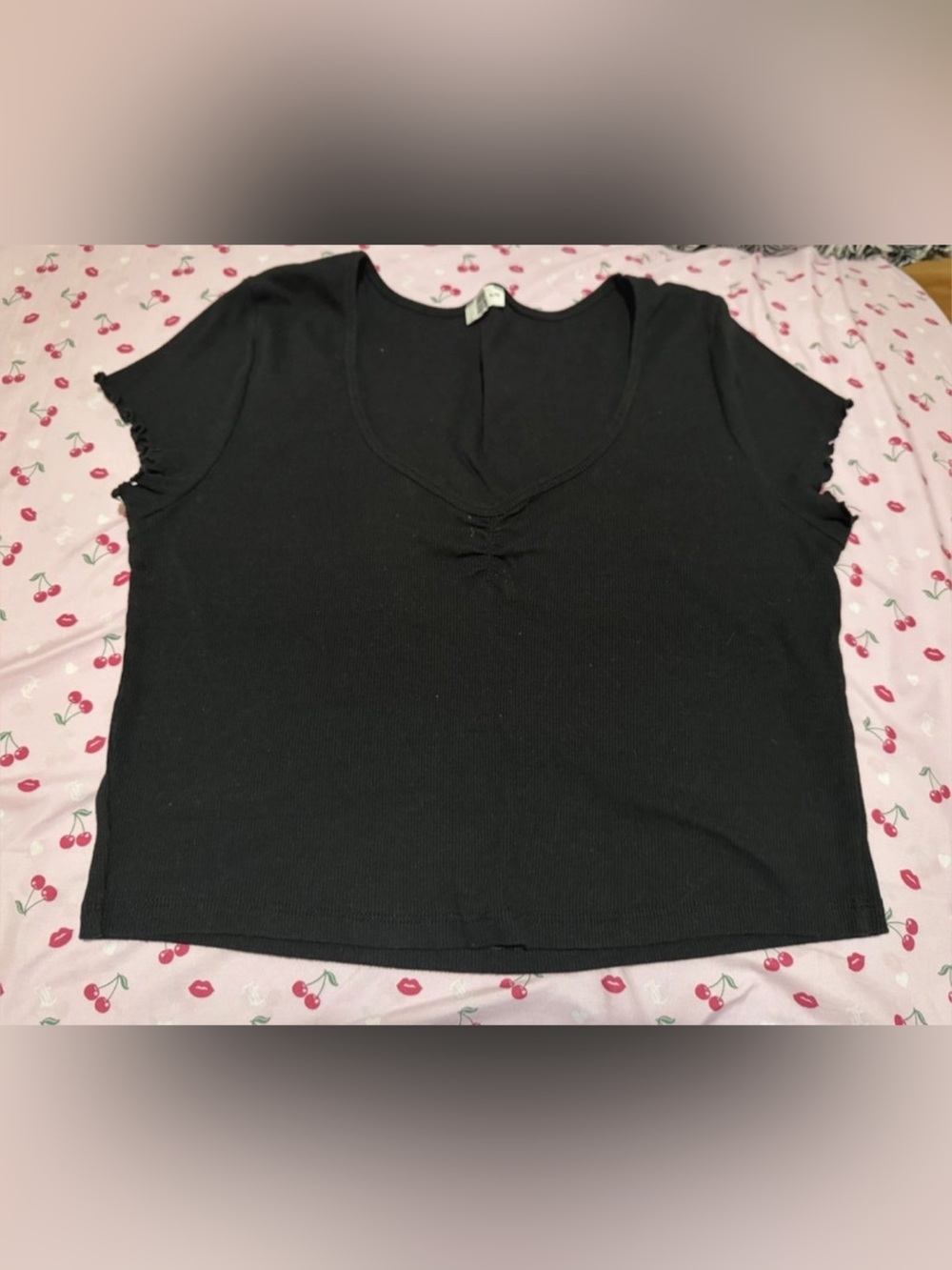 ARDENE Short Sleeve Cropped Top in Black Size XL